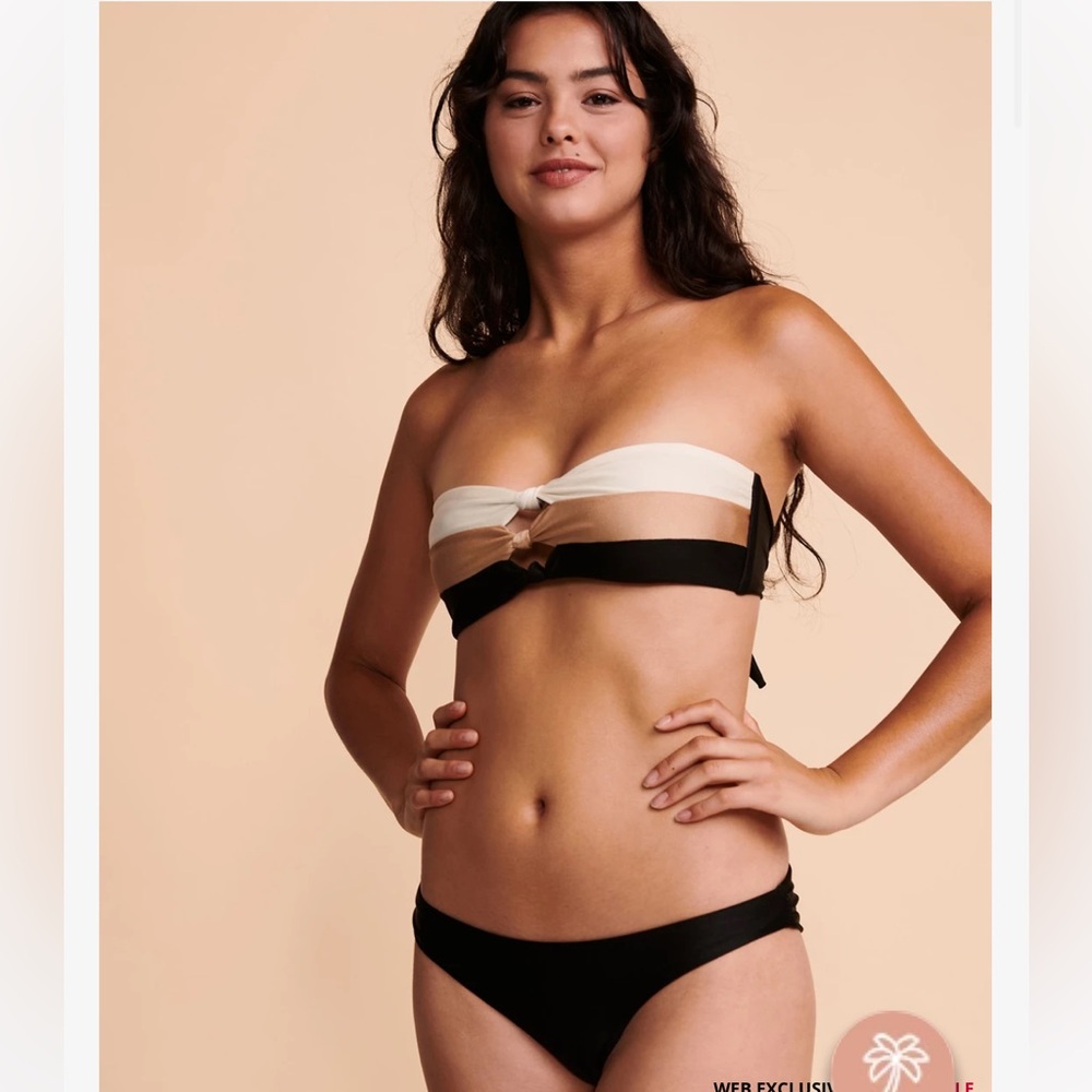 PilyQ Bandeau TriColor Bikini with Cheeky Bottoms